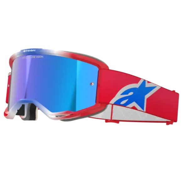 Goggles Alpinestars Vision 5 Corp Red/White/Blue, Mirror Blue Lens