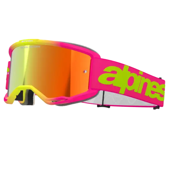 Goggles Alpinestars Vision 5 Wordmark Pink Fluo/Yellow, Mirror Red Lens