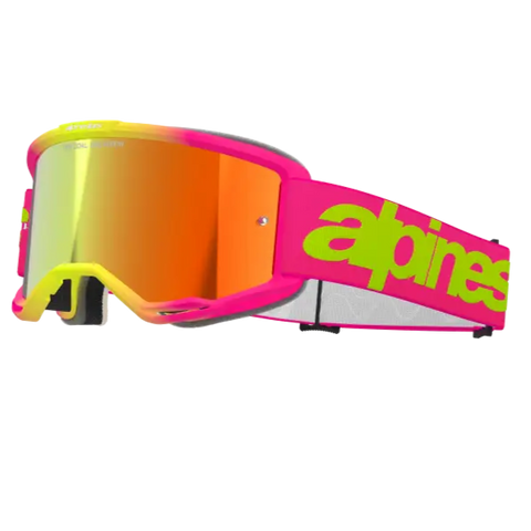 Goggles Alpinestars Vision 5 Wordmark Pink Fluo/Yellow, Mirror Red Lens