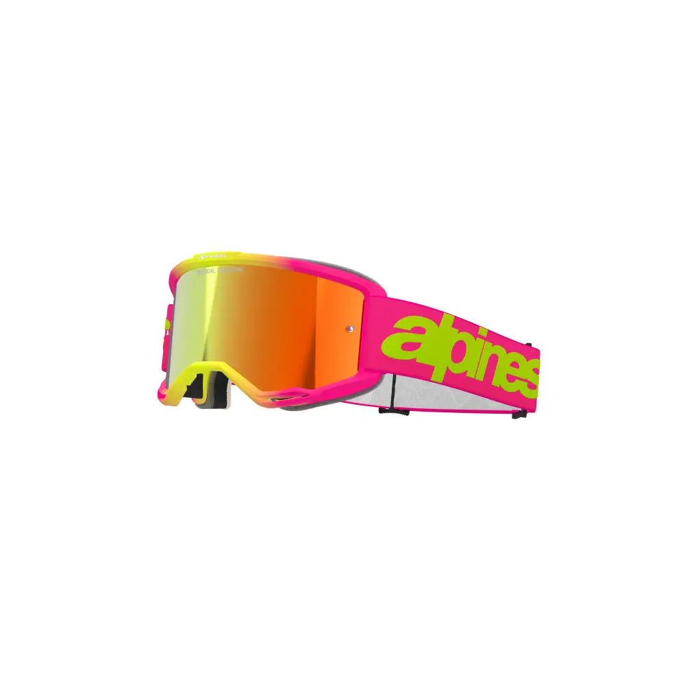 Goggles Alpinestars Vision 5 Wordmark Pink Fluo/Yellow, Mirror Red Lens