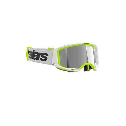 Goggles Alpinestars Vision 8 Wordmark White/Yellow Fluo, Mirror Silver Lens