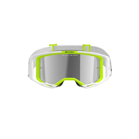 Goggles Alpinestars Vision 8 Wordmark White/Yellow Fluo, Mirror Silver Lens