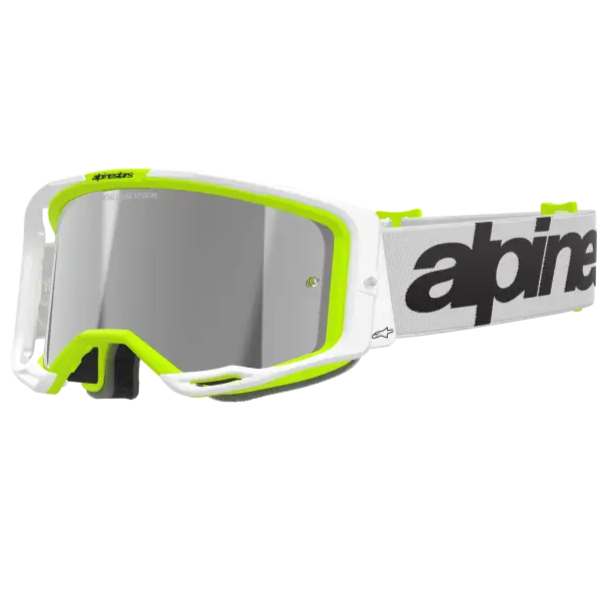 Goggles Alpinestars Vision 8 Wordmark White/Yellow Fluo, Mirror Silver Lens
