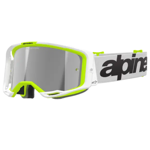 Goggles Alpinestars Vision 8 Wordmark White/Yellow Fluo, Mirror Silver Lens