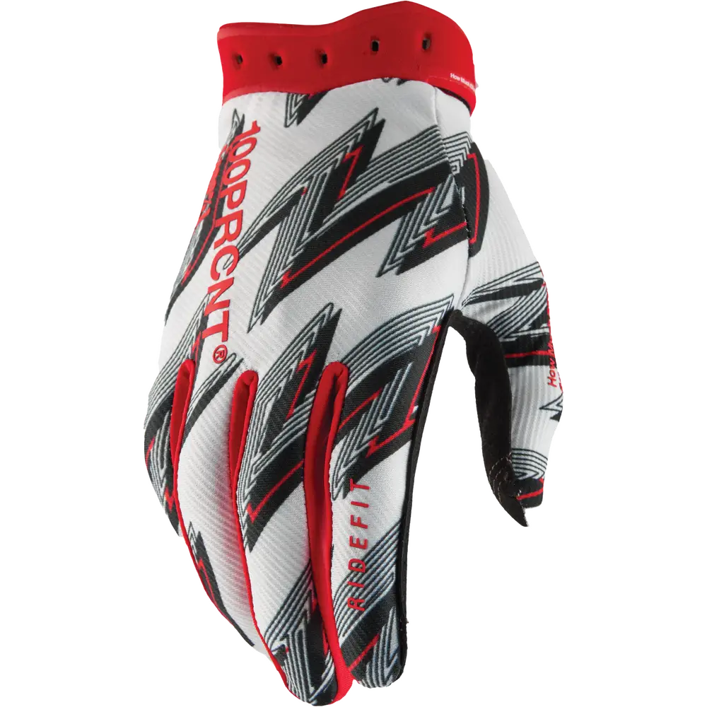 Guantes 100% Ridefit White/Red