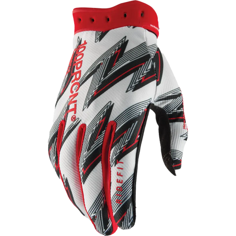Guantes 100% Ridefit White/Red