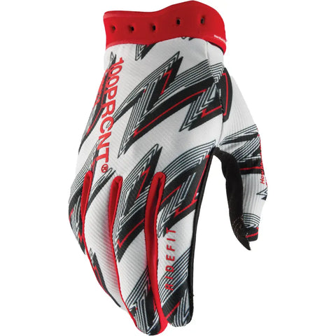 Guantes 100% Ridefit White/Red