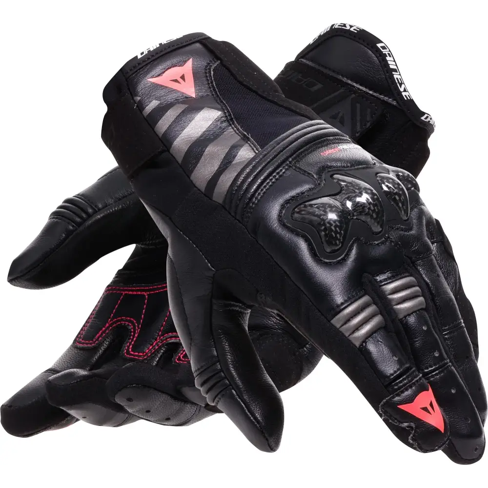 Guantes Cortos de Mujer Dainese Reacto Carbon Black/Fluo Pink