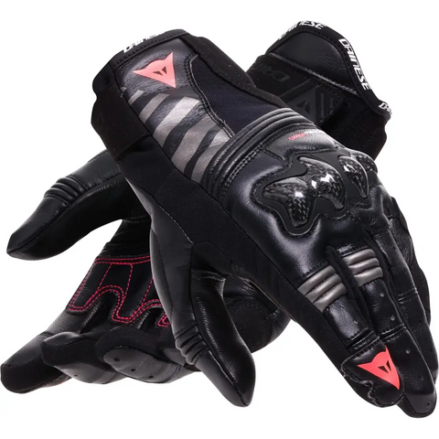 Guantes Cortos de Mujer Dainese Reacto Carbon Black/Fluo Pink