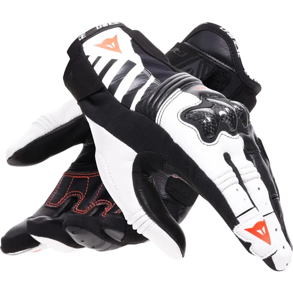 Guantes Cortos de Mujer Dainese Reacto Carbon Black/White/Red Fluo