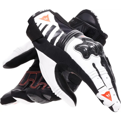 Guantes Cortos de Mujer Dainese Reacto Carbon Black/White/Red Fluo