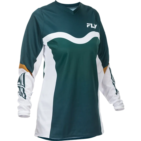 Jersey de Mujer Fly Racing F-16 Teal/White/Gold