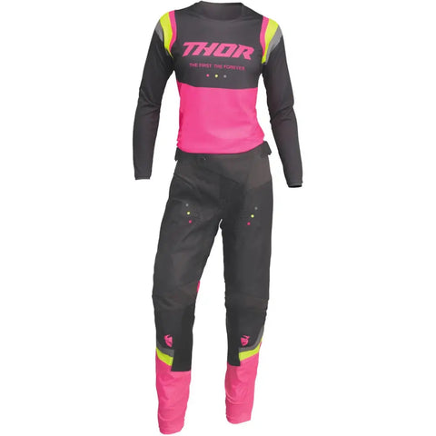 Jersey de Mujer Thor Pulse Rev Charcoal/Fluo Pink