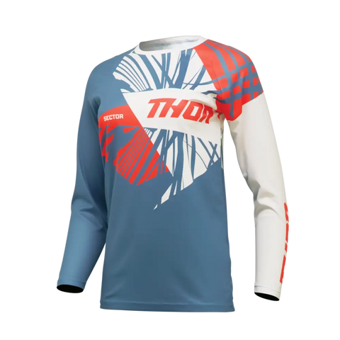Jersey de Mujer Thor Sector Split Blue Steel/Vintage White