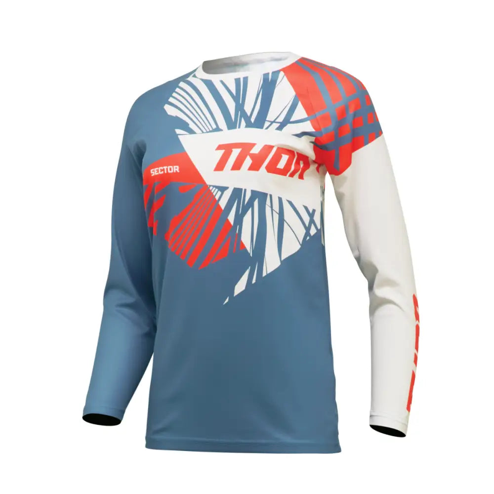 Jersey de Mujer Thor Sector Split Blue Steel/Vintage White
