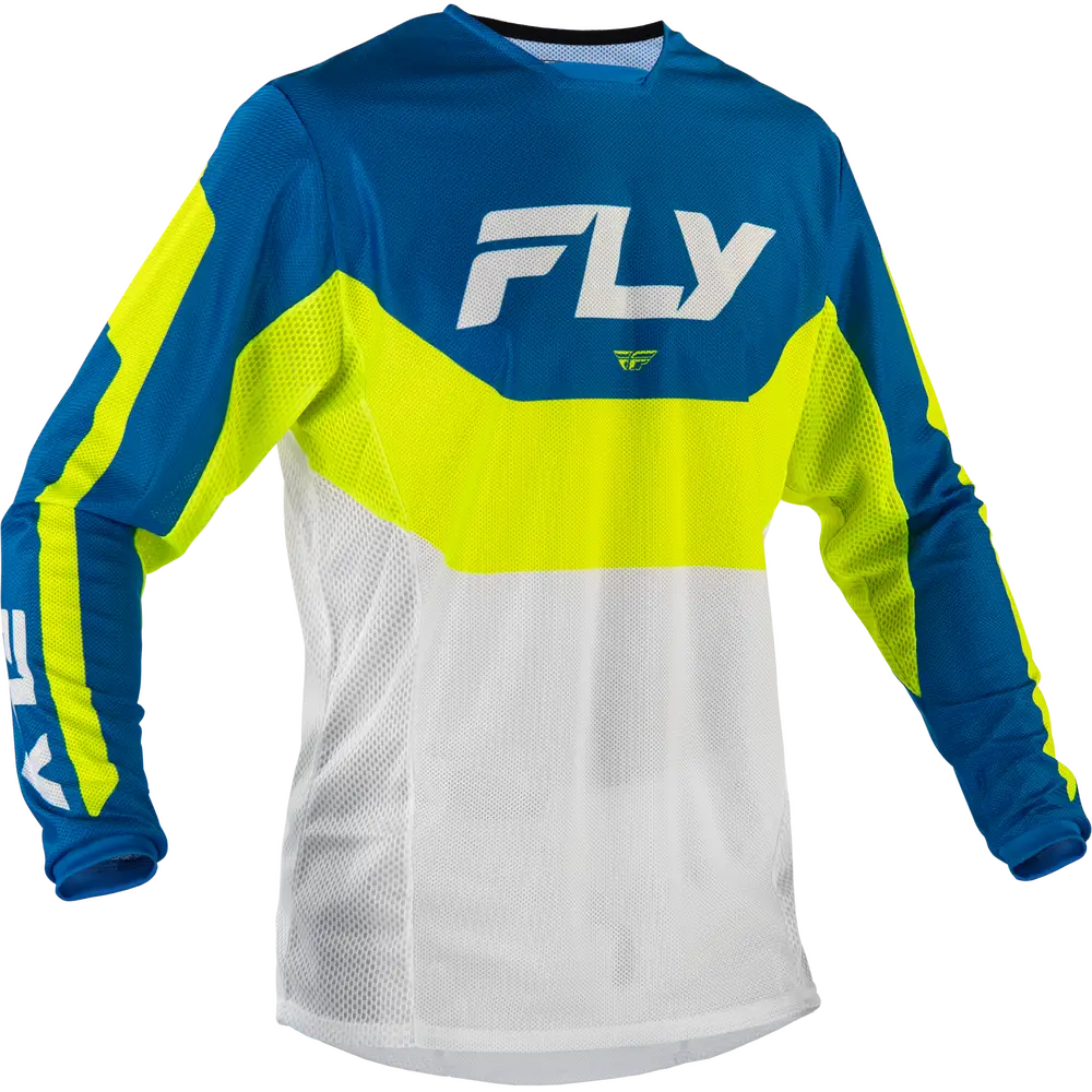 Jersey Fly Racing Kinetic Mesh Blue/White/Hi-Vis Yellow