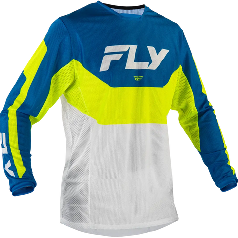 Jersey Fly Racing Kinetic Mesh Blue/White/Hi-Vis Yellow