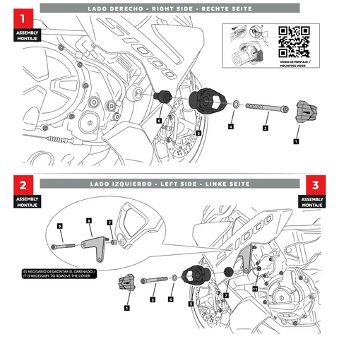 Juego de Deslizadores R19 Puig para Chasis, BMW S1000R 2021-2025