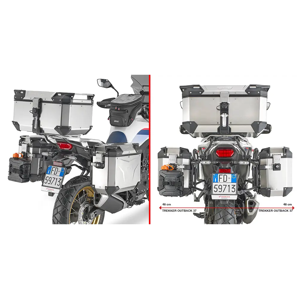 Kit de Herrajes Givi PLO1201CAM para Maletas Laterales Monokey® Cam-Side Trekker Outback, Honda Transalp XL750 23-25