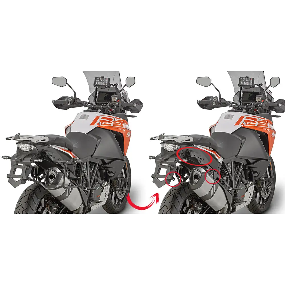 Kit de Herrajes de Liberación Rápida para Maletas Laterales Givi PLR7706, KTM 1190 Adventure/1290 Super Adventure/R/S/T