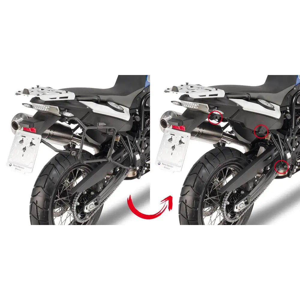 Kit de Herrajes para Maletas Laterales Givi PLR5103, BMW F650GS/F700GS/F800GS