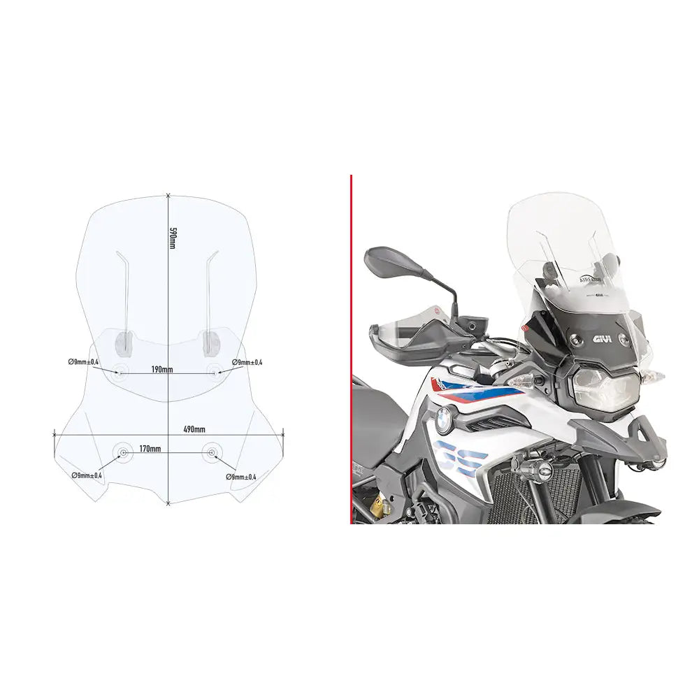 Kit de Parabrisas Givi AF5127 Airflow para BMW F750GS/F800GS/F850GS 2018-2025