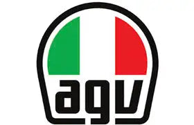 Logotipo de casco de motocicleta AGV con colores de la bandera italiana y contorno negro.