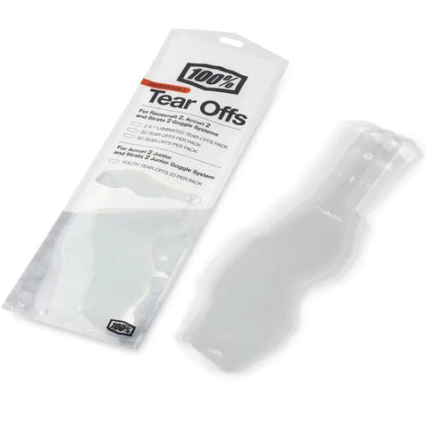 Micas Desprendibles/Tear-Offs Estándar P/ Goggles 100% Racecraft 2, Accuri 2 y Strata 2