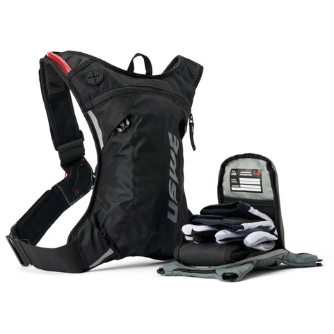 Mochila USWE Moto Hydro 3L ADV con Bolsa de Hidratación de 2.0 L, Carbon Black