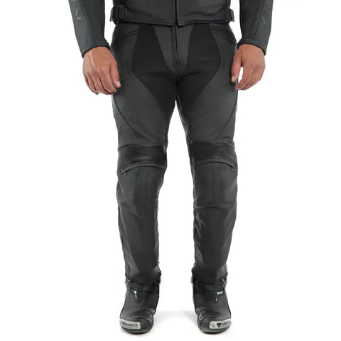 Pantalones de Piel Dainese Pony 3 Perforados Black Matt