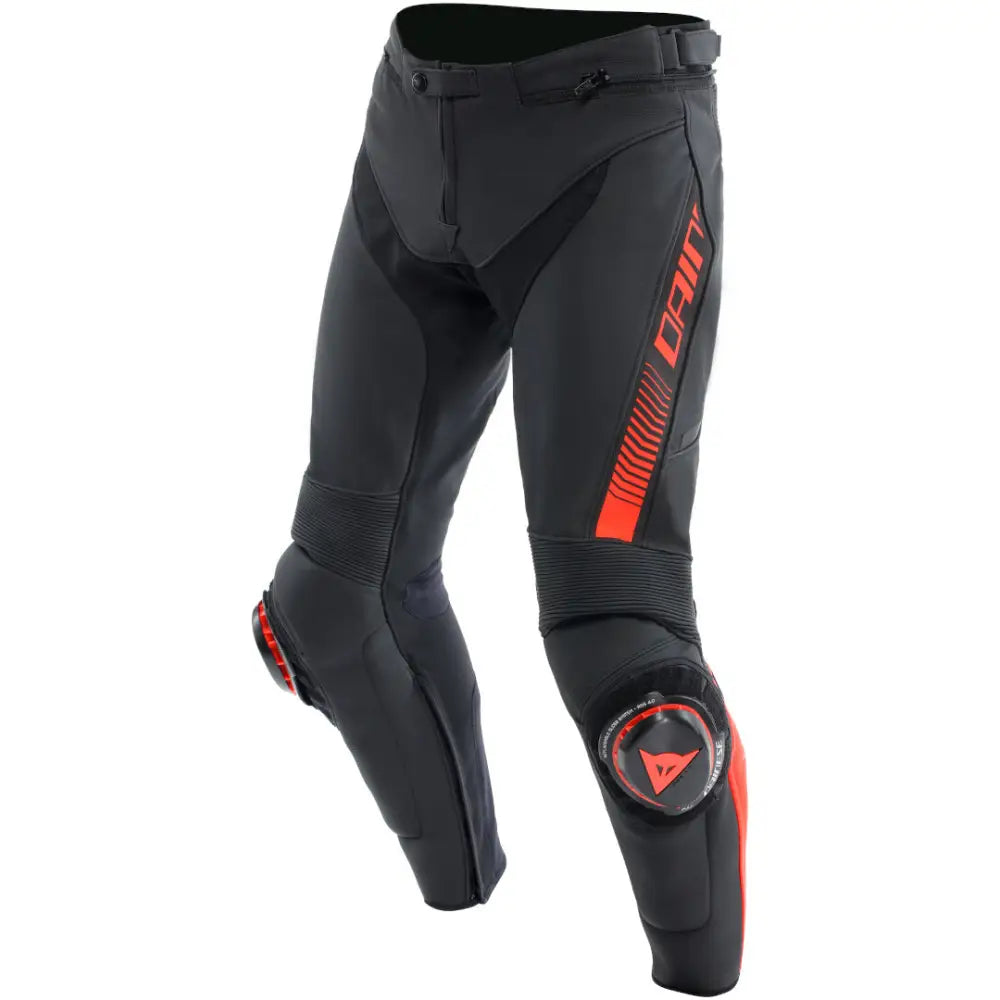 Pantalones de Piel Dainese Super Speed Black/Fluo Red