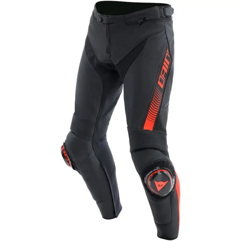 Pantalones de Piel Dainese Super Speed Black/Fluo Red