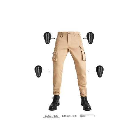 Pantalones Jeans de Moto Pando Moto Desert Cargo, Beige