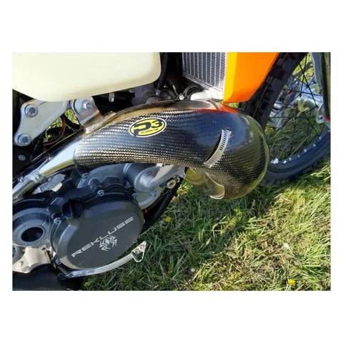 Protector de Pipa de Escape de Fibra de Carbono P3 para KTM/Husqvarna/Gas Gas 250cc-300cc 2019-2023