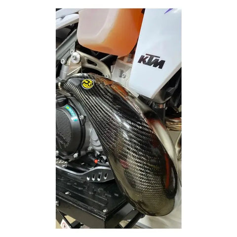 Protector de Pipa de Escape de Fibra de Carbono P3 para KTM/Husqvarna/Gas Gas 250cc-300cc 2023-2026
