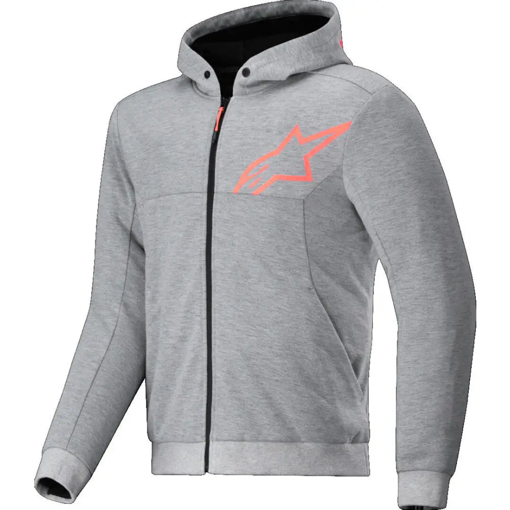 Sudadera con Capucha Alpinestars Chrome V2 Sport Gray Heather/Red Fluo