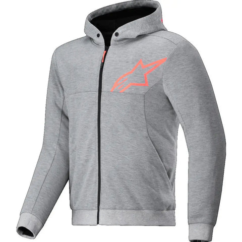 Sudadera con Capucha Alpinestars Chrome V2 Sport Gray Heather/Red Fluo