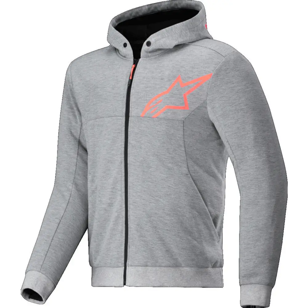 Sudadera con Capucha Alpinestars Chrome V2 Sport Gray Heather/Red Fluo