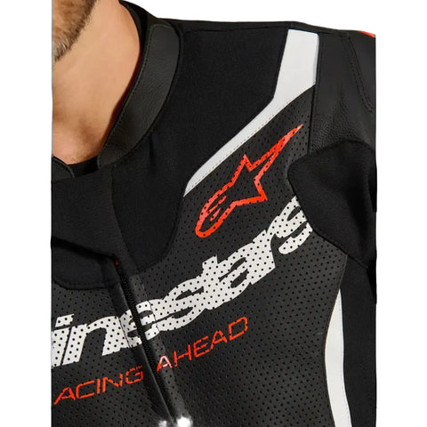 Traje de Pista de 2 Piezas Alpinestars GP Force V2 Black/White/Red Fluo