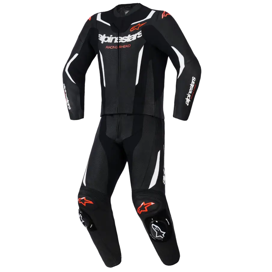 Traje de Pista de 2 Piezas Alpinestars GP Force V2 Black/White/Red Fluo