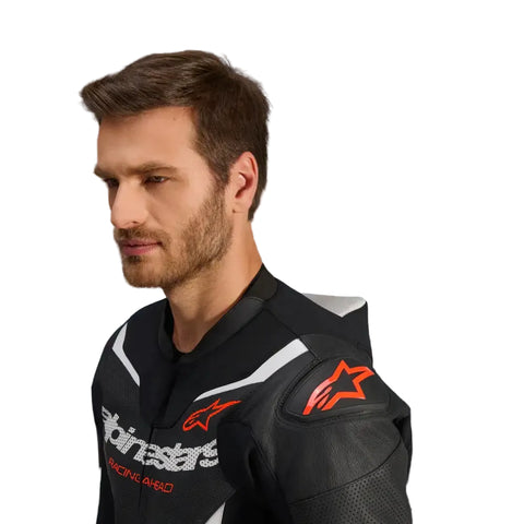 Traje de Pista de 2 Piezas Alpinestars GP Force V2 Black/White/Red Fluo