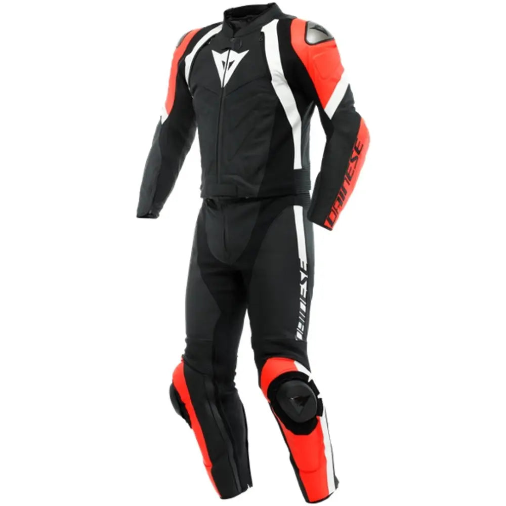 Traje de Pista de 2 Piezas Dainese Avro 4 Black-Matt/Fluo-Red/White