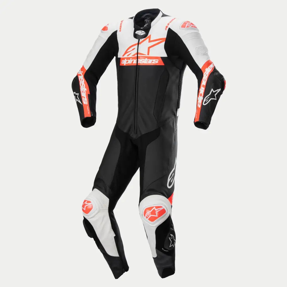 Traje De Moto De Cuero 2 Piezas Para Circuito O Arrastre – Con Acolchado, Color Negro, Marca Perrini, Talla A Elegir