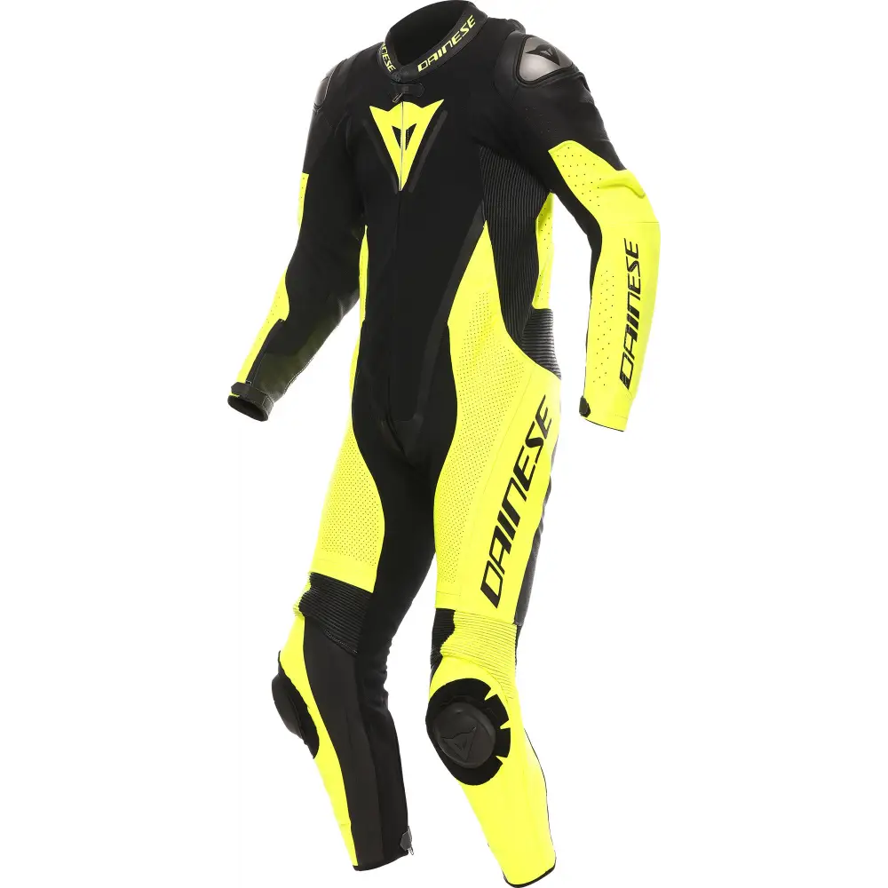 Traje de Pista Perforado Dainese Demon Sprint Black/Yellow Fluo