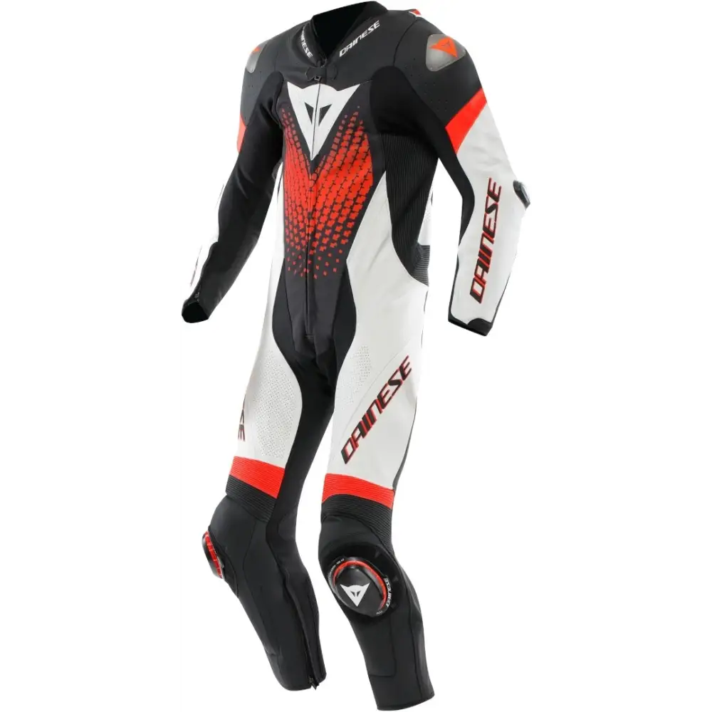 Traje de Pista Perforado Dainese Laguna Seca 6 Black/White/Red Fluo